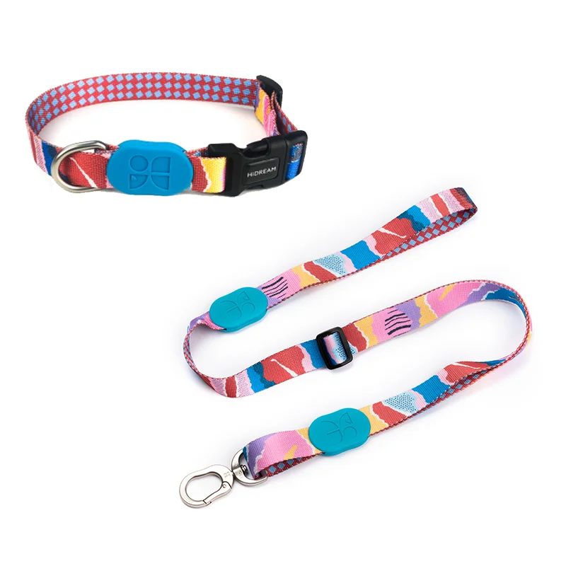 Collier pour chien et laisse multifonction anti-traction ajustable Collier en polyester souple Collier personnalisé Accessoires pour animaux de compagnie