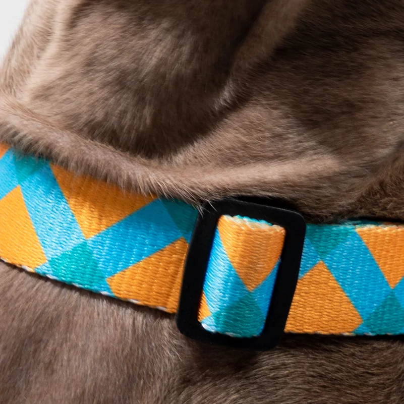 Collier de dressage pour chien avec anneau réfléchissant Collier de dressage pour chien pour petits chiens grands chiens Anti Pull Polyester Plaid Ajustable