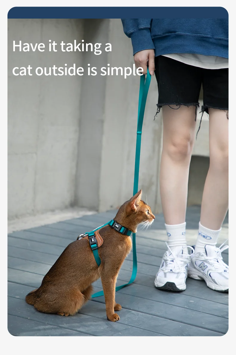 Cat Adjustable I-block Harnesses Leather Suspenders Set Anti-Break Vest-style And Cat Leash