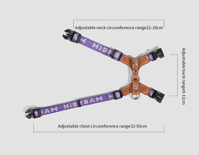 Harnais pour chat Ensemble de bretelles Confortable Reflective I-font Structure Anti-Break Adjustable Cat Leash