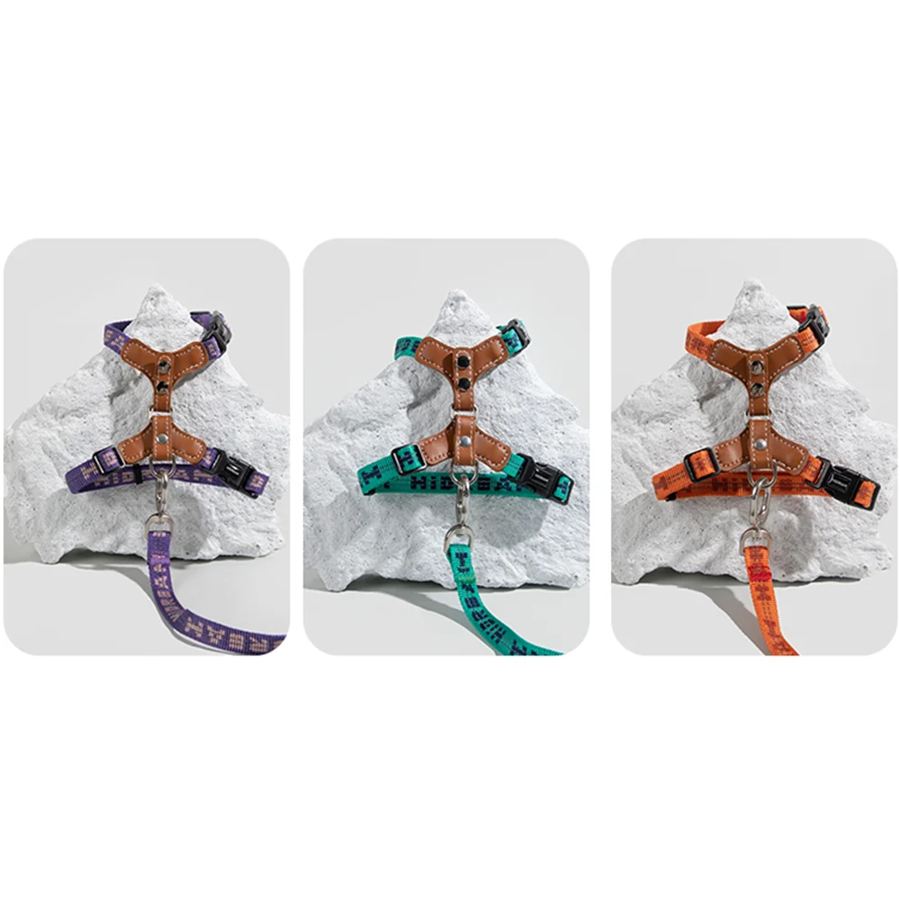 Cat Harnesses Suspenders Set Comfortable Reflective I-font Structure Anti-Break Adjustable Cat Leash