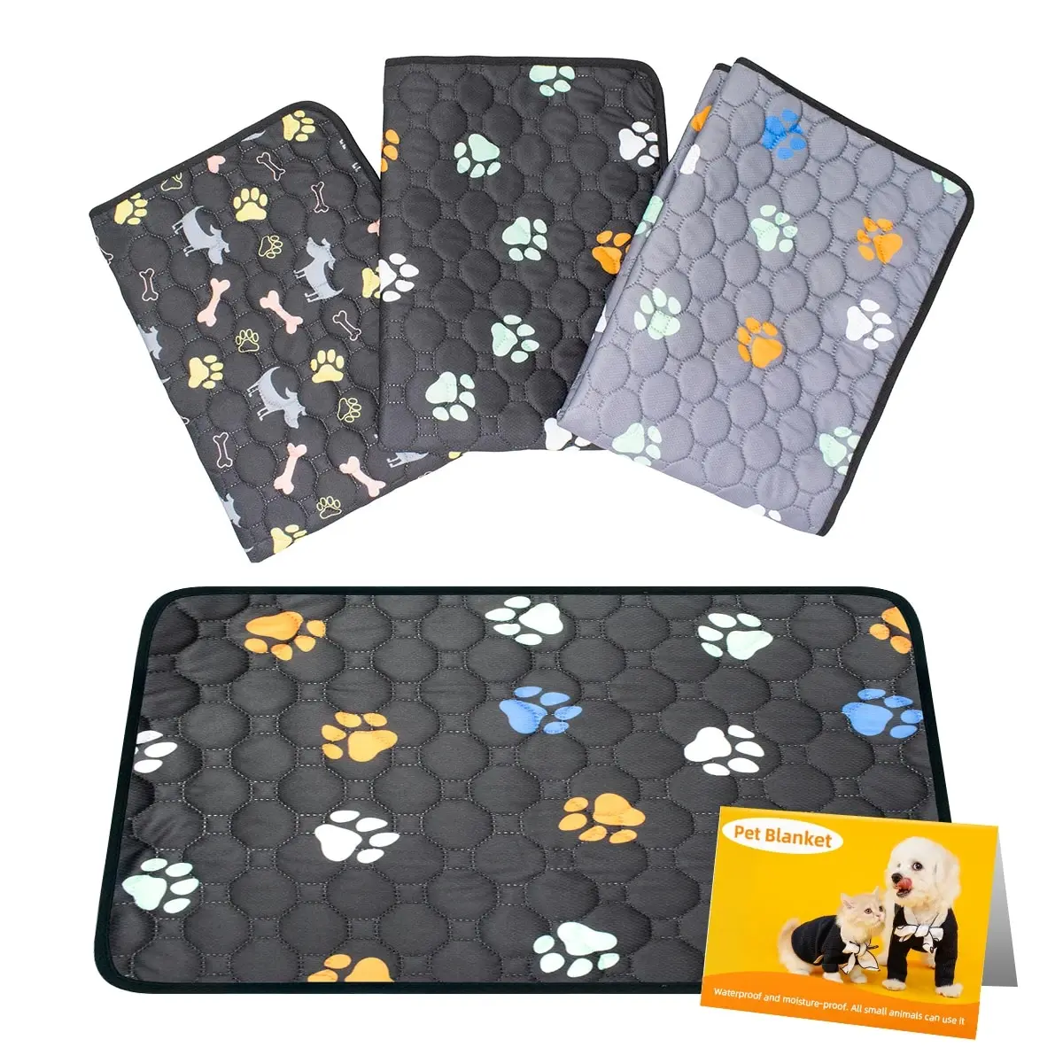 1PC Washable Dog Pee Pads Waterproof Puppy Pads Mat Reusable Potty Training Whelping Pads Anti-Slip Rabbits and Guinea Pigs Beds