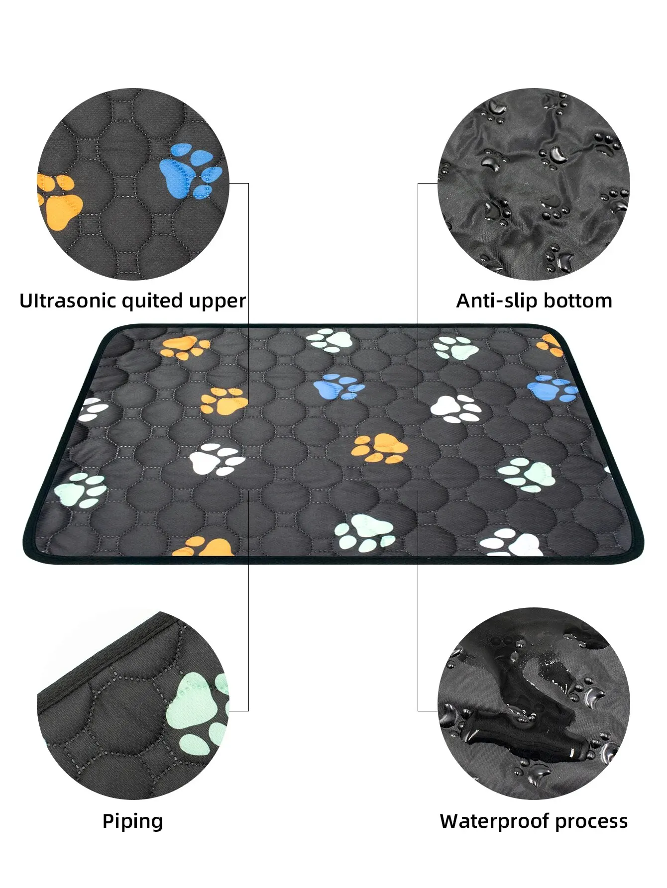 1PC Washable Dog Pee Pads Waterproof Puppy Pads Mat Reusable Potty Training Whelping Pads Anti-Slip Rabbits and Guinea Pigs Beds