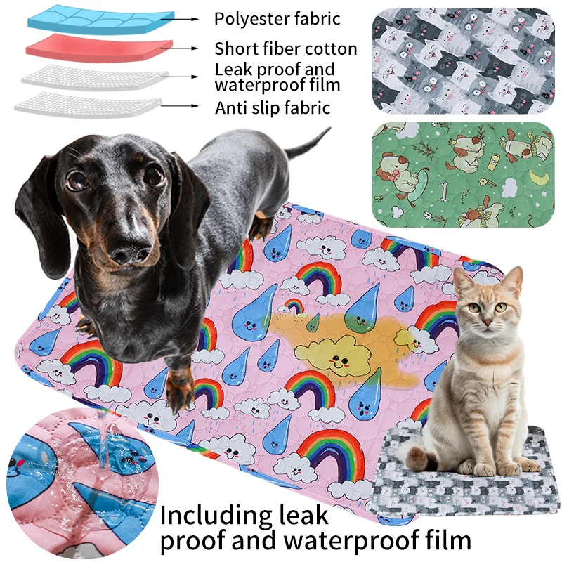 Washable Pet Dog Pee Pad Reusable Absorbent Diaper Mat Puppy Training Pad Pets Bed Urine Mat for Pet Car Seat Protect Cover