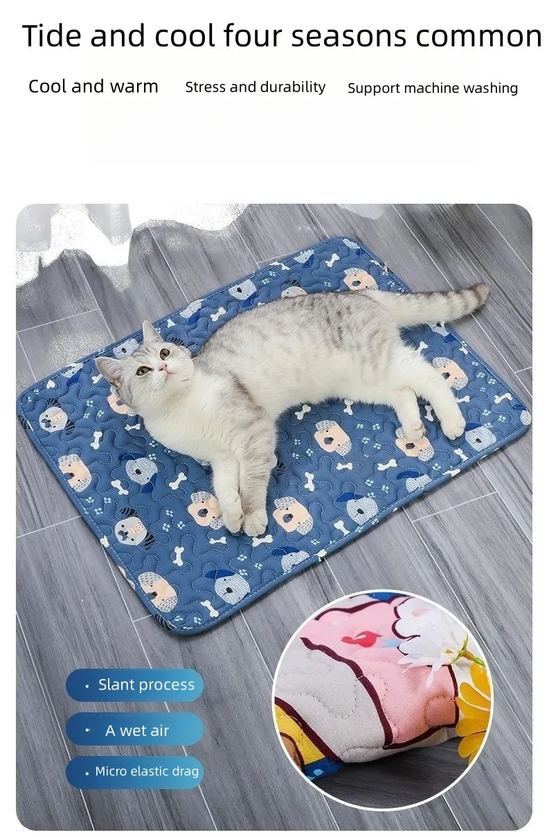 Dog Color Striped Sleeping Pad Indoor Small Dog Cute Square Cat Sleeping Pad Breathable Multi-size All Seasons