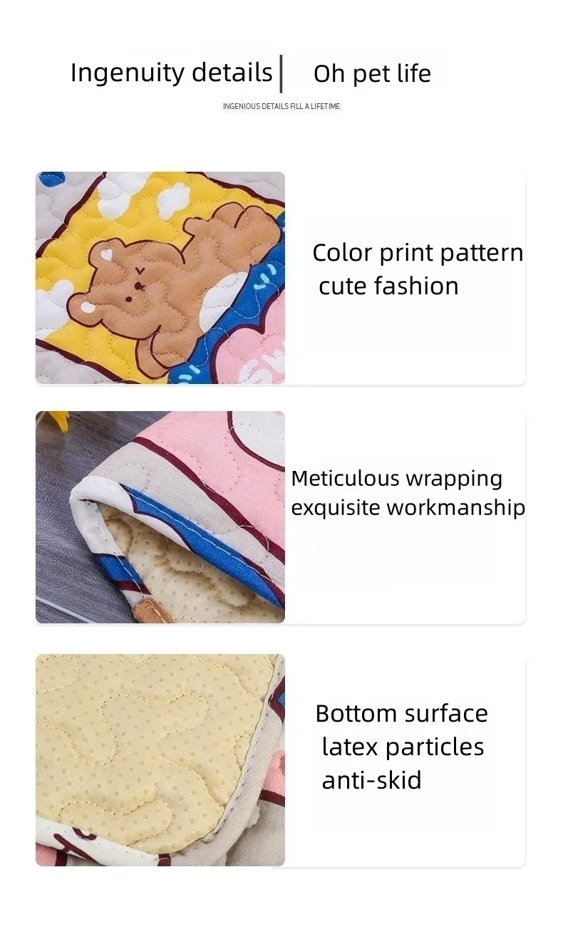 Coussin de couchage pour chien à rayures de couleur pour l'intérieur Petit chien Cute Square Cat Sleeping Pad Breathable Multi-size All Seasons