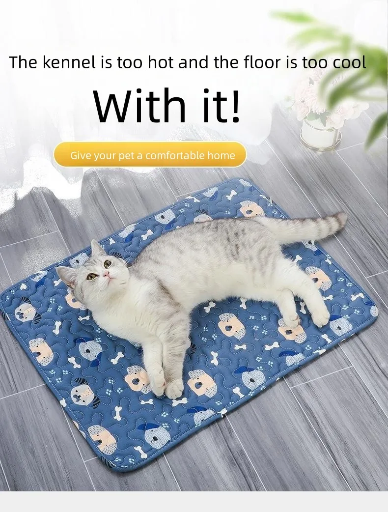 Dog Color Striped Sleeping Pad Indoor Small Dog Cute Square Cat Sleeping Pad Breathable Multi-size All Seasons