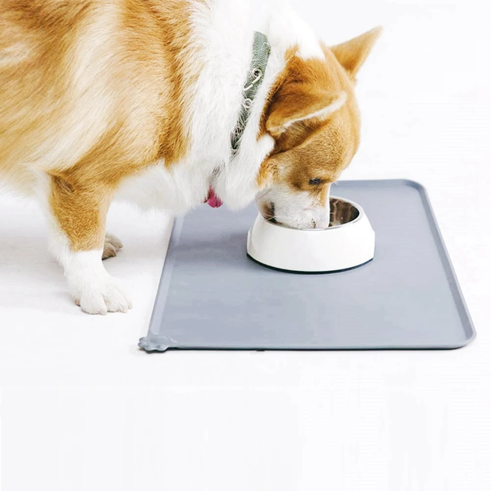 Tapis en silicone pour nourriture de chien et de chat Plateau anti-adhérent pour bol de nourriture Tapis de table pour nourriture de chien et de chat Imperméable et facile à laver