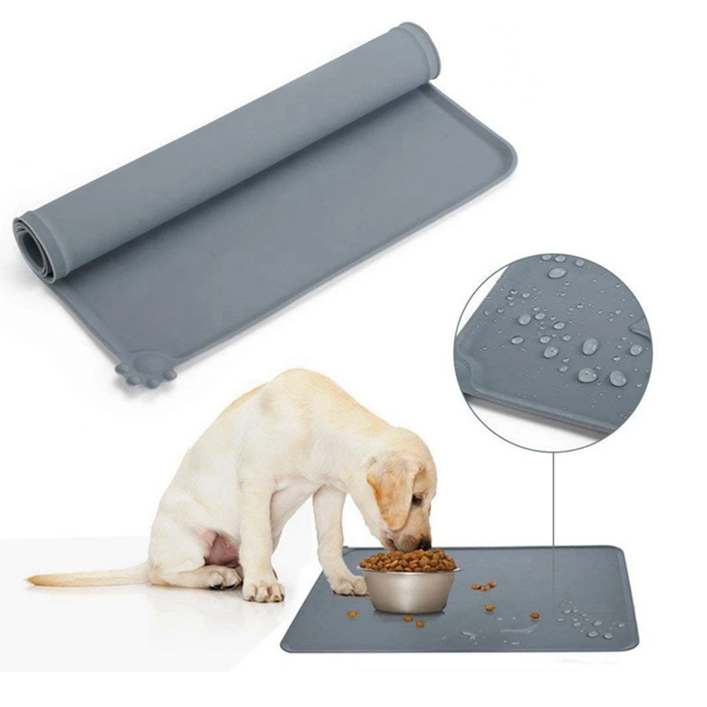 Tapis en silicone pour nourriture de chien et de chat Plateau anti-adhérent pour bol de nourriture Tapis de table pour nourriture de chien et de chat Imperméable et facile à laver