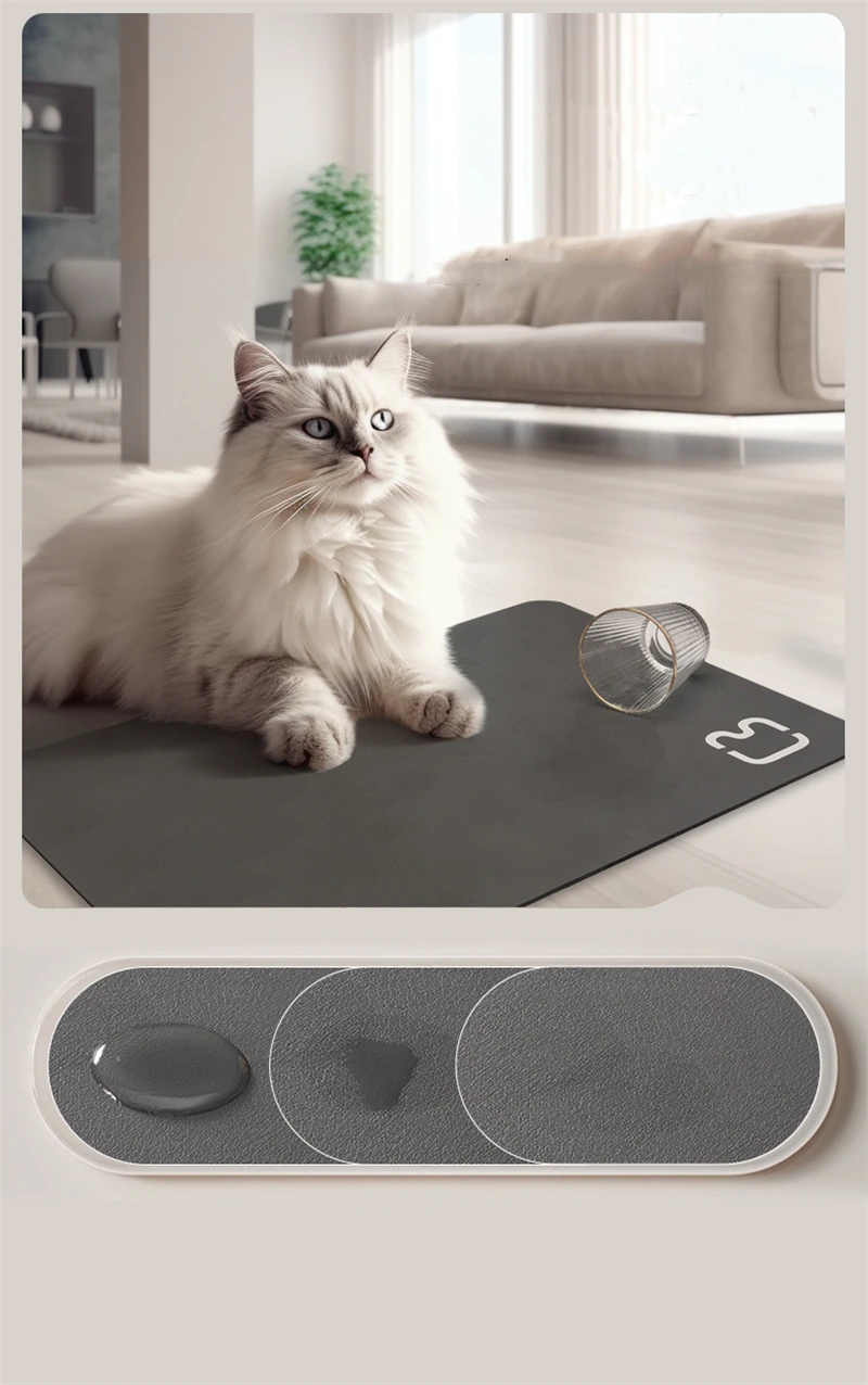 Nouveau Tapis imperméable pour chien et chat Couleur unie Séchage rapide Tapis de nourriture pour animaux de compagnie Bol de nourriture pour animaux de compagnie Tapis d'abreuvement pour chiens Facile à laver